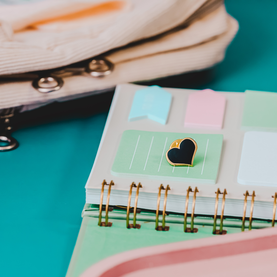 Black Heart Enamel Pin – ½-inch Subtle Gothic Accent (Also 1, ¾, and ¼-inch)