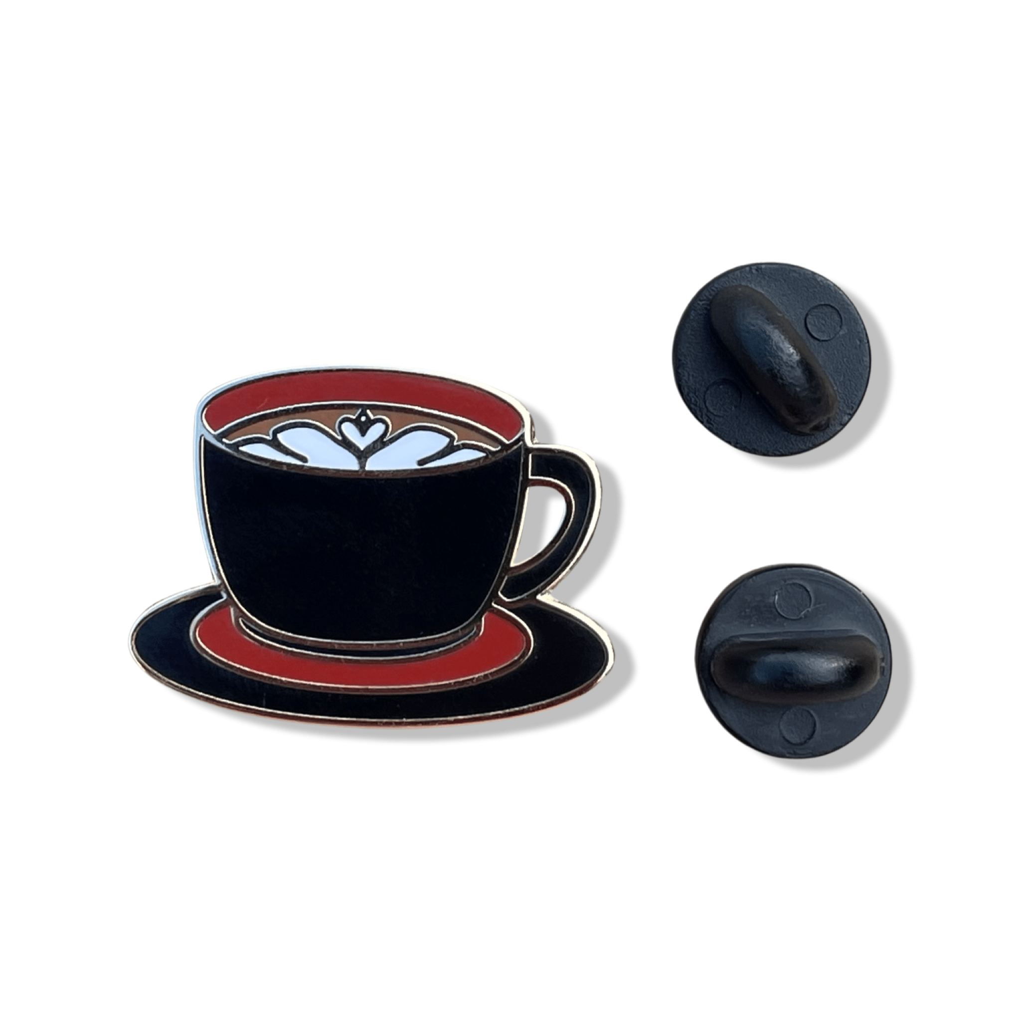 Black Latte Coffee Cup Enamel Pin - double posted