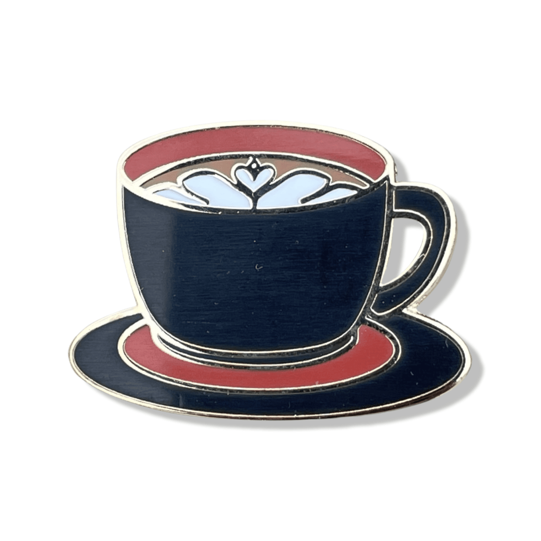 Black Latte Enamel Pin – Coffee Cup Double Post Pin With Secure Black Rubber Backs