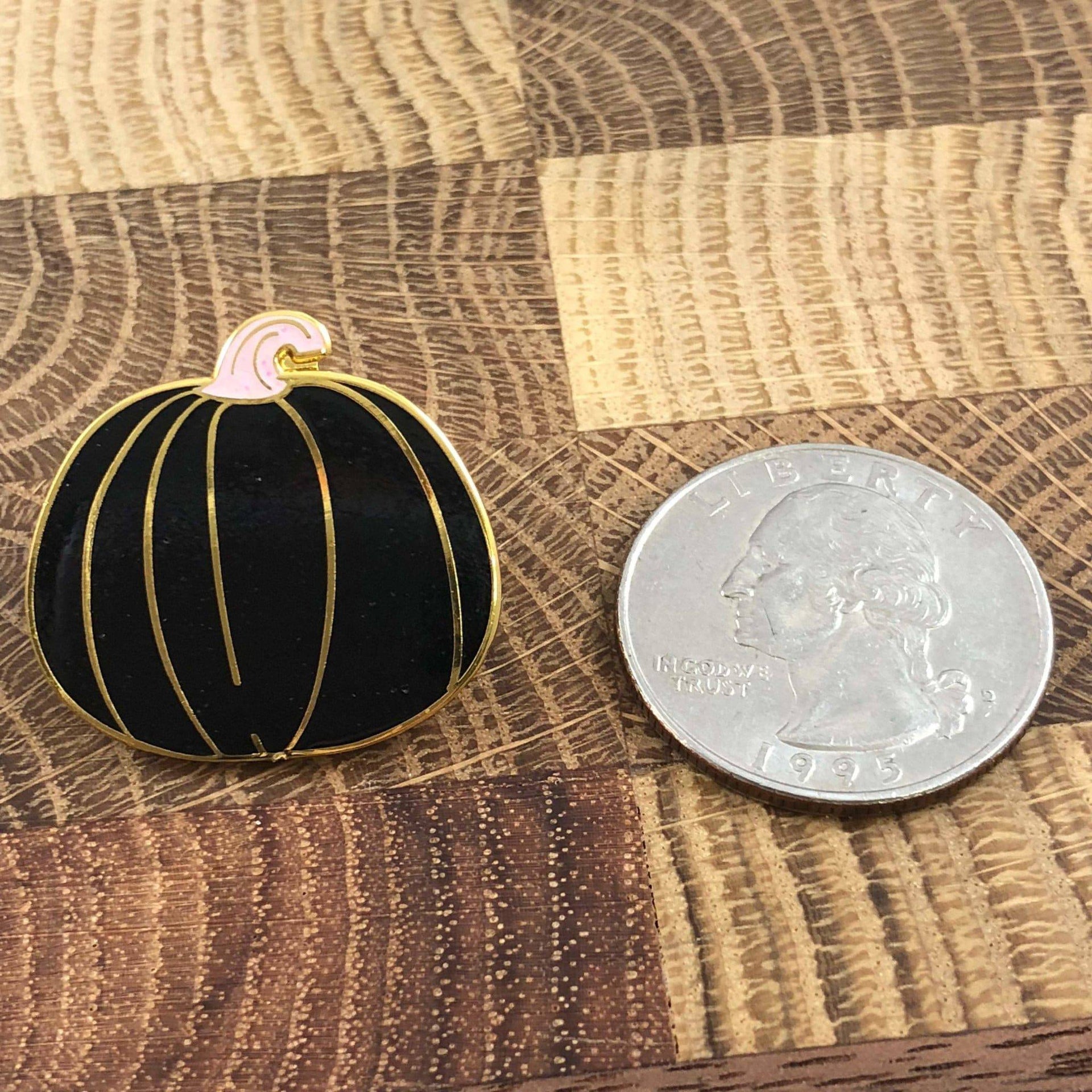 Black Pumpkin w Purple Stem Enamel Pin