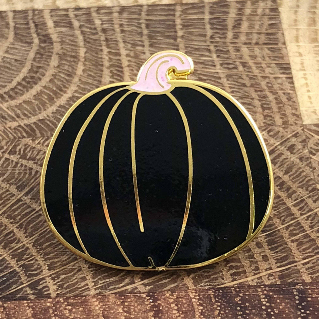Black Pumpkin w Purple Stem Enamel Pin
