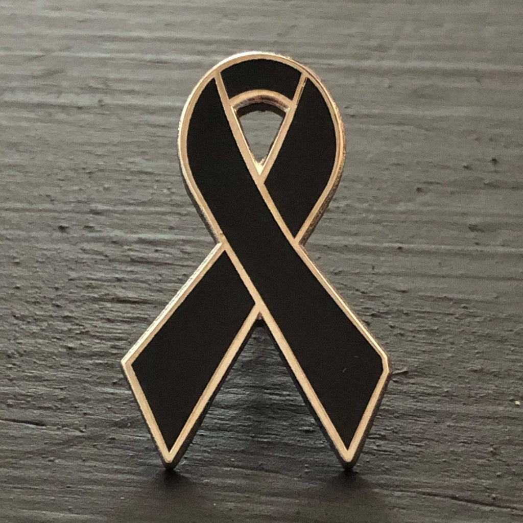 Black Ribbon Enamel Pin for Awareness - Support a Cause