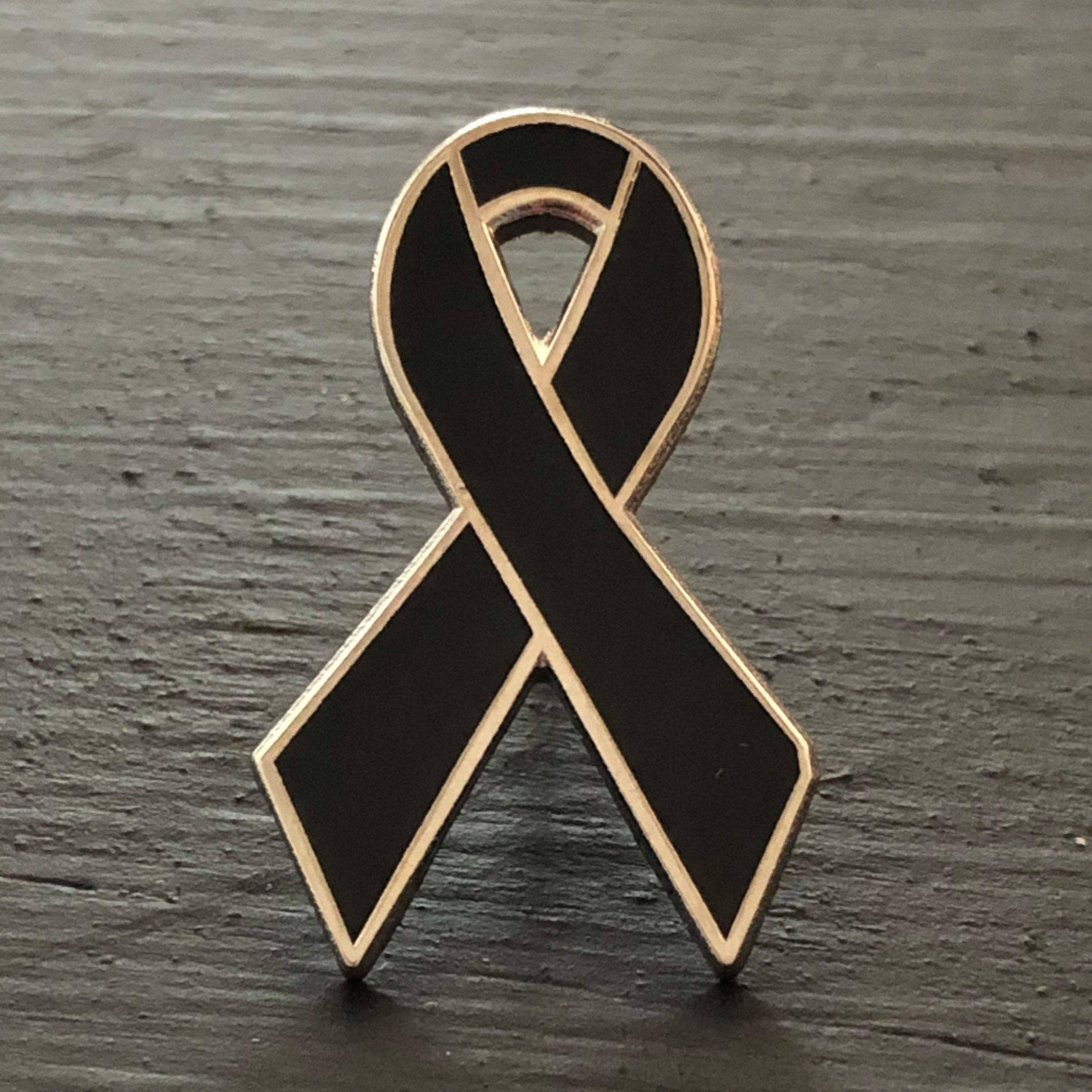 Black Ribbon Enamel Pin for Awareness - Support a Cause