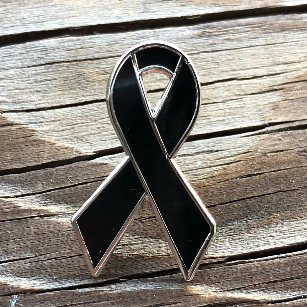 Black Ribbon Enamel Pin for Awareness - Support a Cause