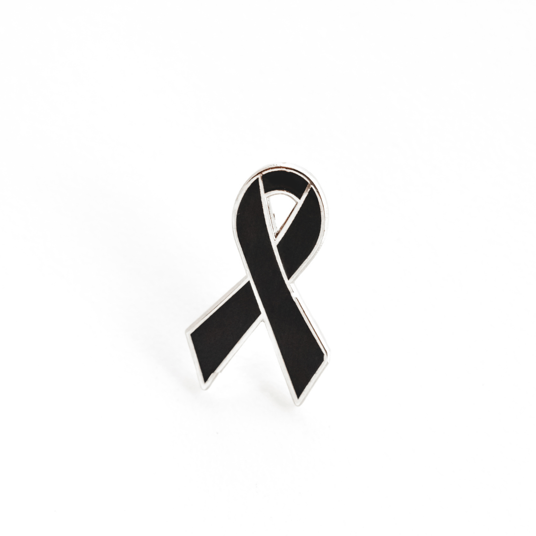 Black Ribbon Enamel Pin for Awareness - Support a Cause