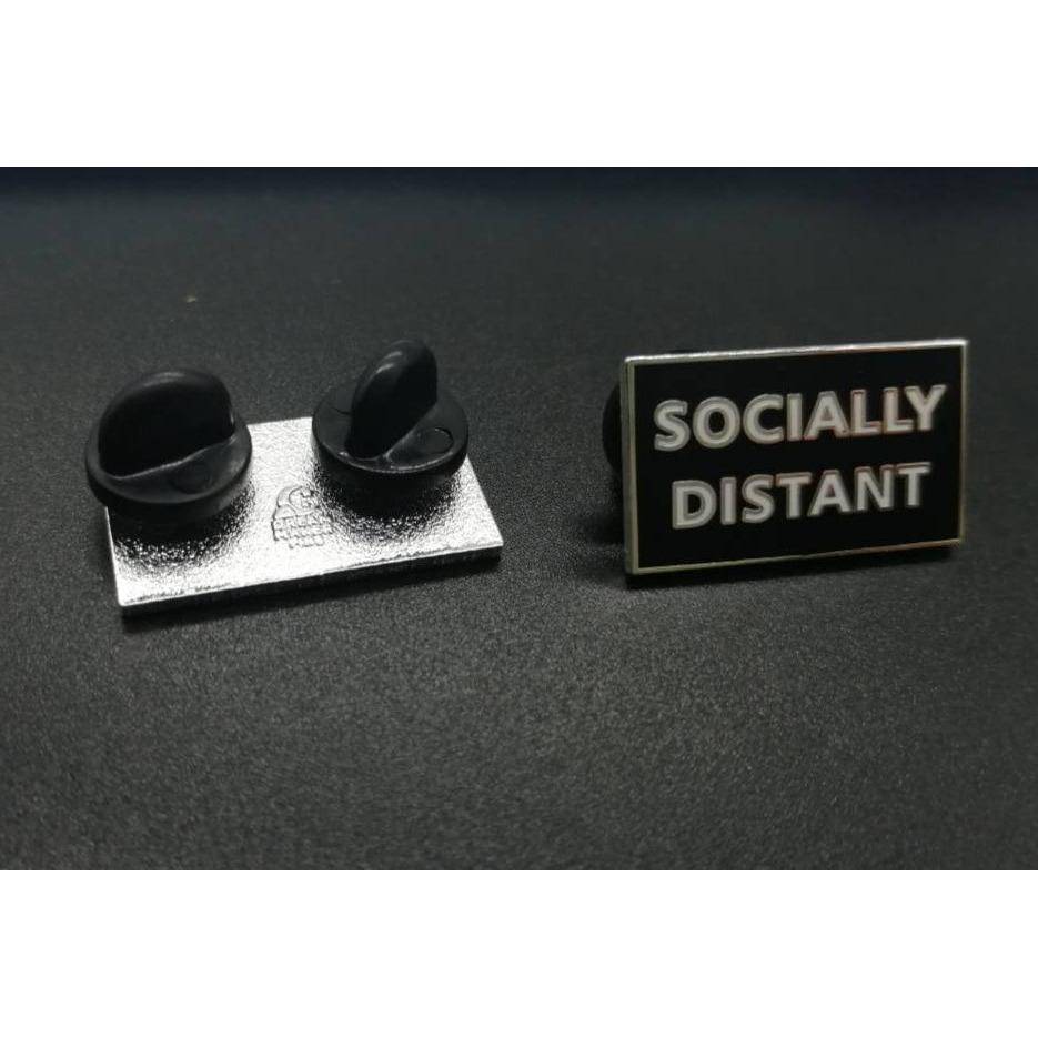 Black Socially Distant Enamel Pin