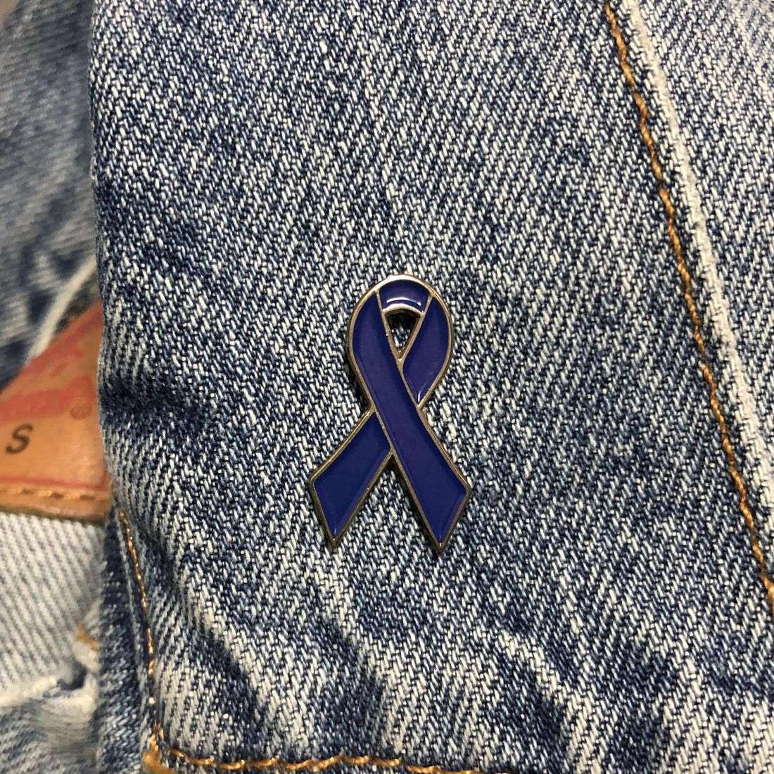 Blue Awareness Ribbon Pin - Soft Enamel Lapel Pin With Secure Rubber Backs