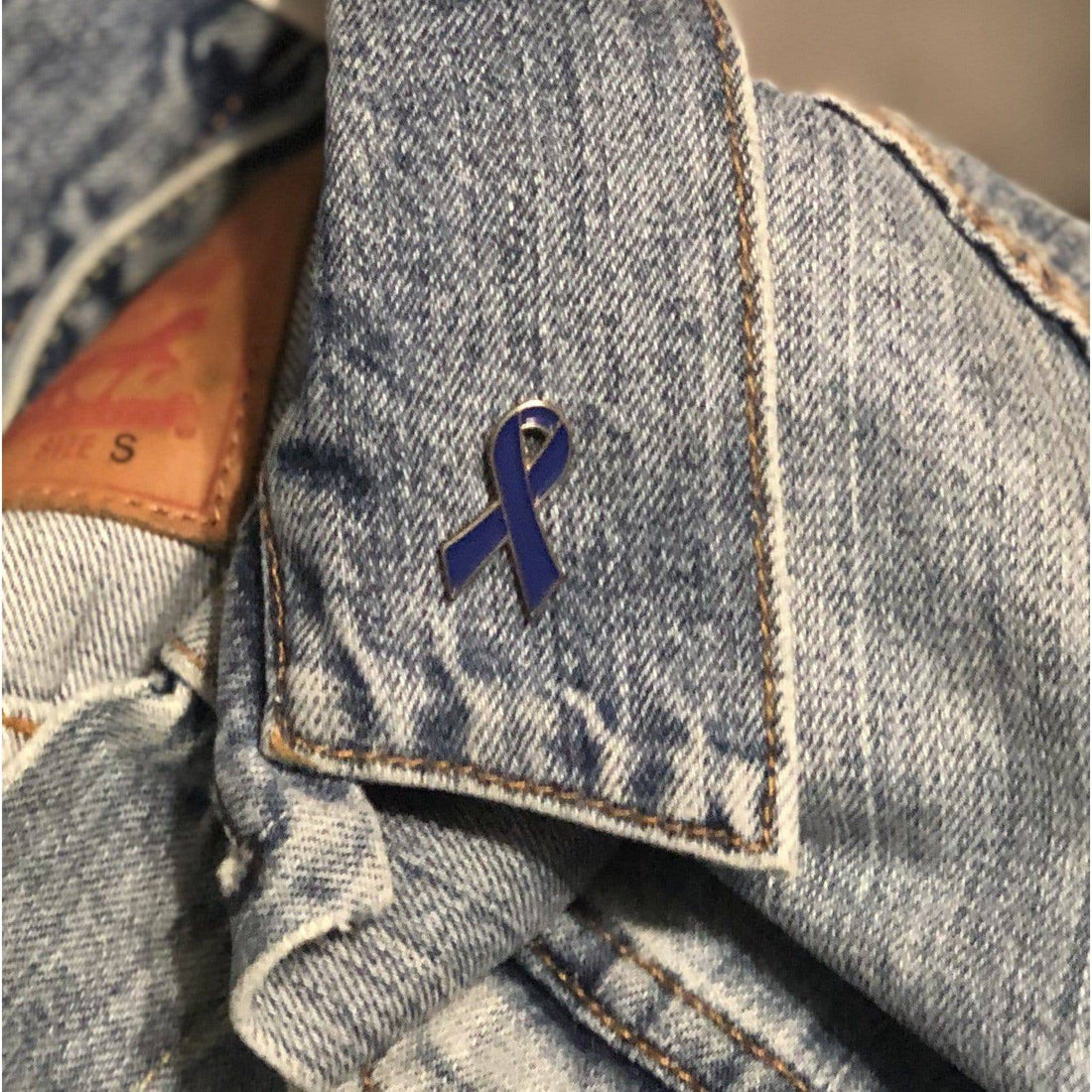 Blue Awareness Ribbon Pin - Soft Enamel Lapel Pin With Secure Rubber Backs
