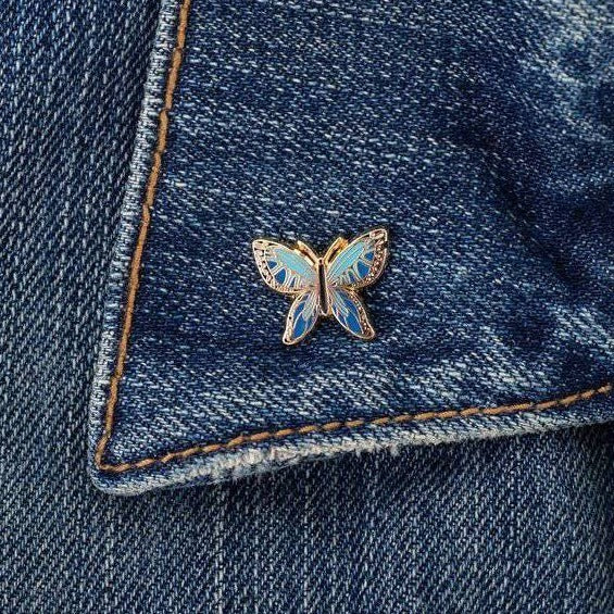 Blue Butterfly Enamel Pin – Symbol of Healing, Peace & Something Blue