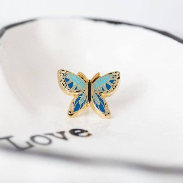 Blue Butterfly Enamel Pin – Symbol of Healing, Peace & Something Blue