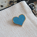 Blue Glitter Heart Enamel Pin