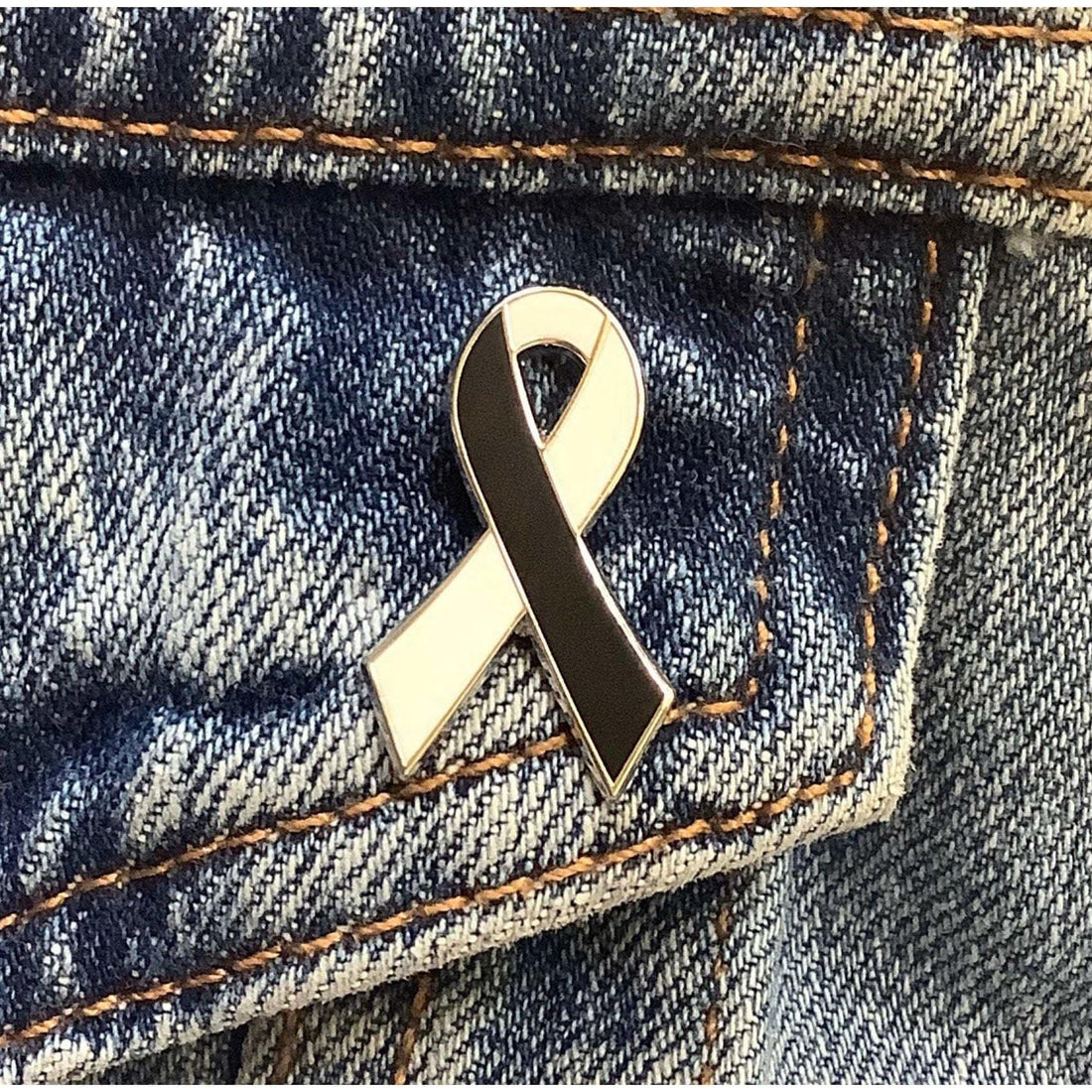 BPD Awareness Pin - Hard Enamel Ribbon Brooch with Secure Rubber Back