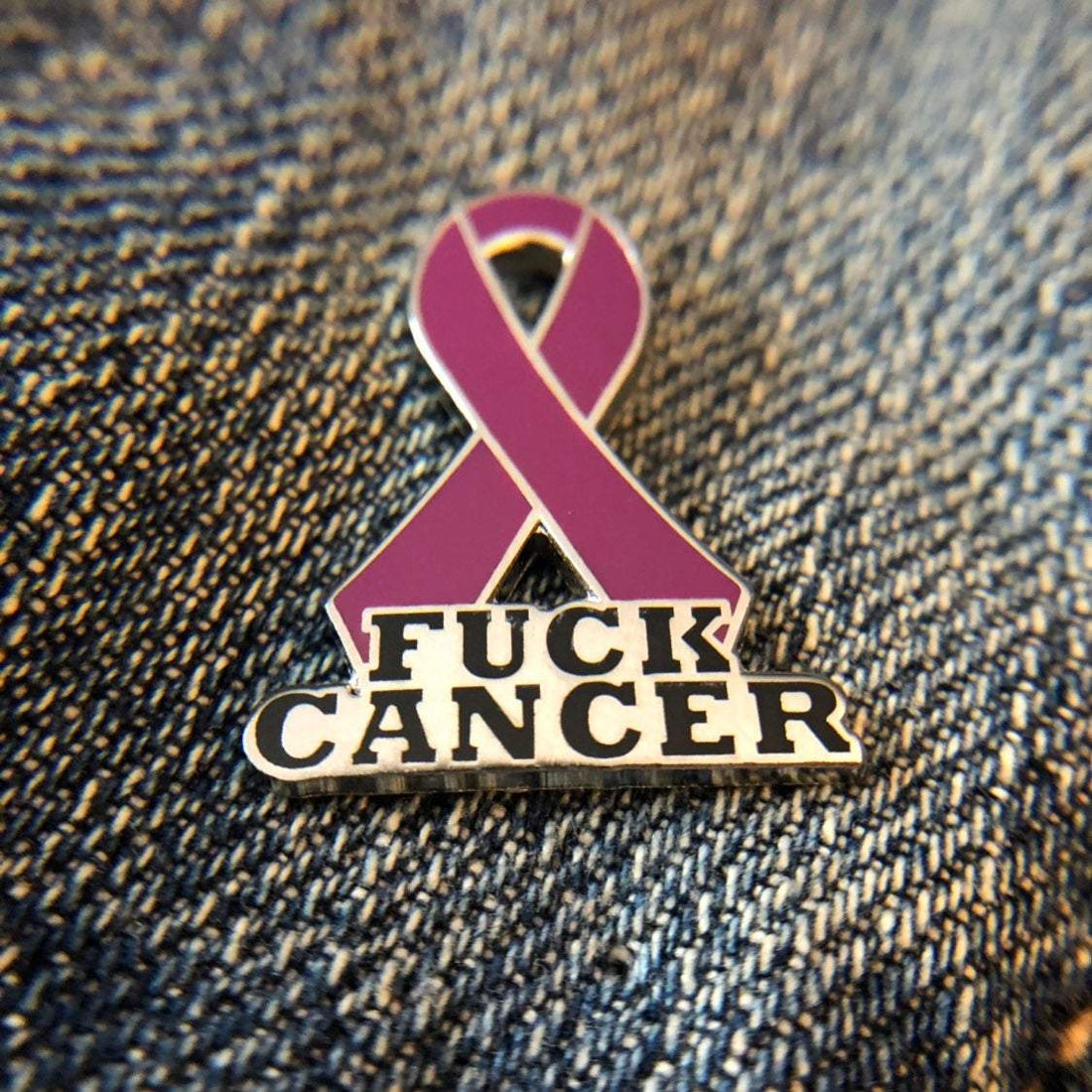 Cancer Awareness Pin – Burgundy Fuck Cancer Ribbon Hard Enamel Lapel Pin
