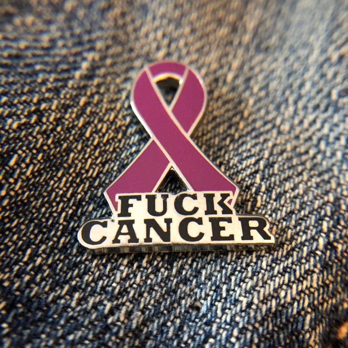 Cancer Awareness Pin – Burgundy Fuck Cancer Ribbon Hard Enamel Lapel Pin