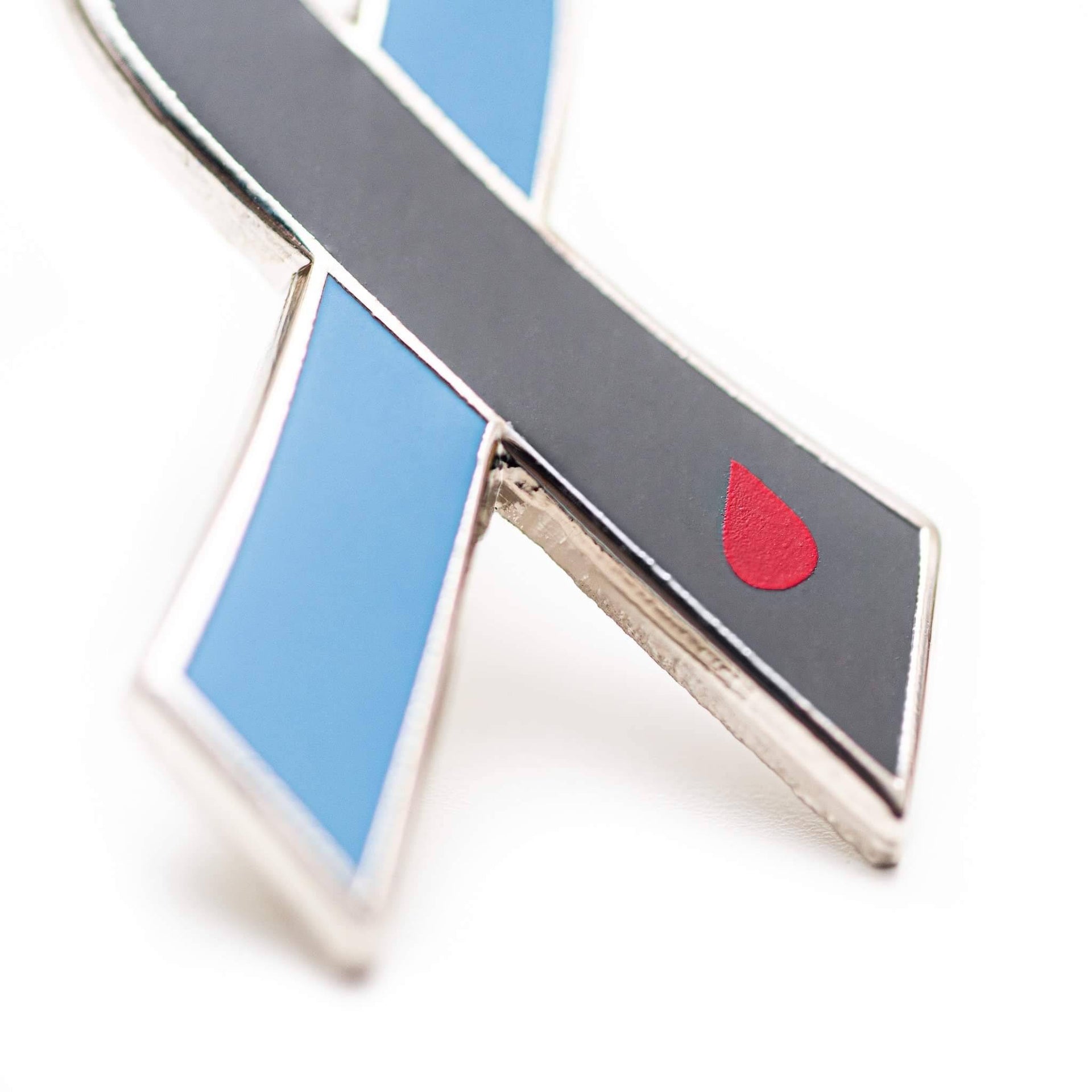 Diabetes Awareness Ribbon Enamel Pin – Gray and Blue Lapel Pin for Support & Advocacy