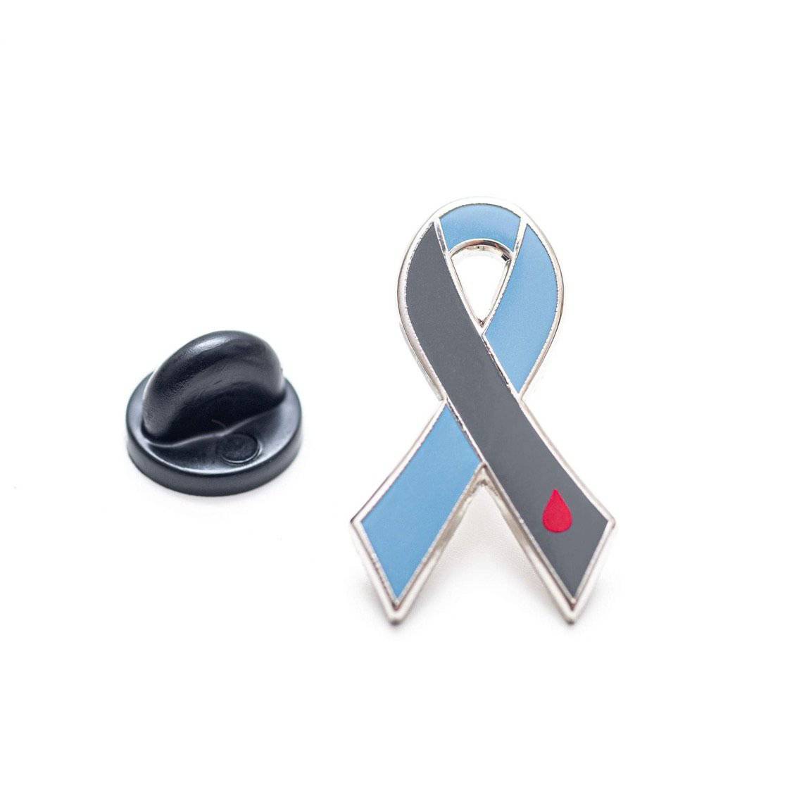 Diabetes Awareness Ribbon Enamel Pin – Gray and Blue Lapel Pin for Support & Advocacy