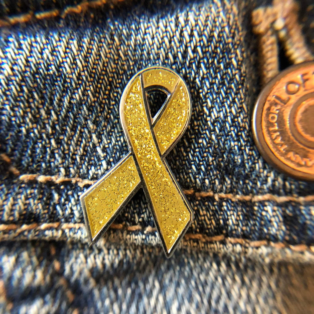 Gold Awareness Ribbon Pin - Hard Enamel Lapel Accessory With Secure Post