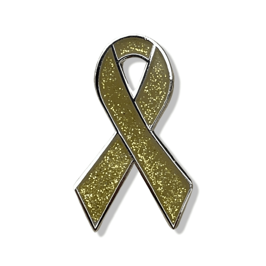 Gold Awareness Ribbon Pin - Hard Enamel Lapel Accessory With Secure Post