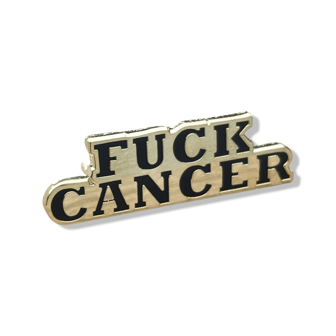 Gold Enamel Pin – Fuck Cancer Lapel Pin With Secure Double Posts