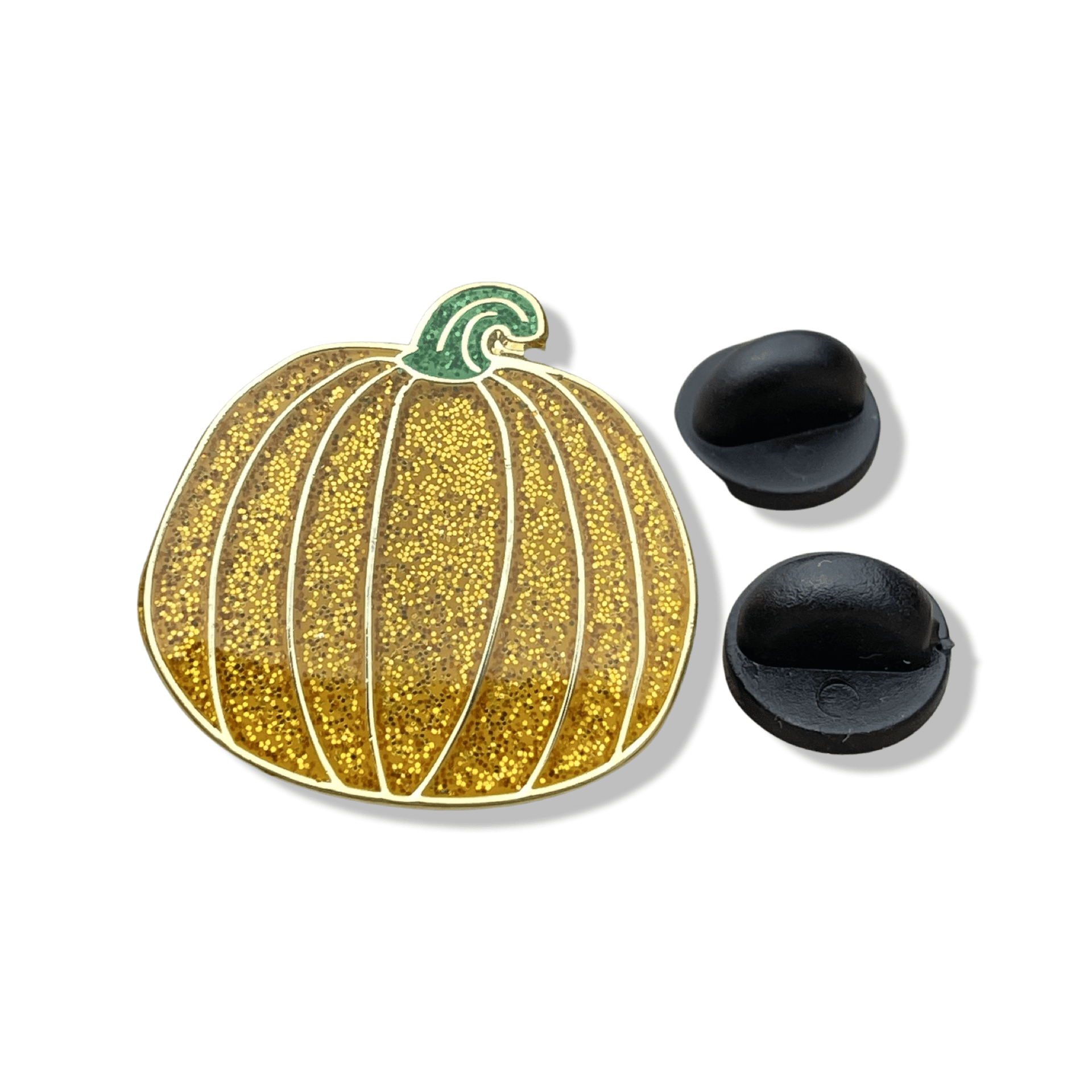 Gold Pumpkin Pin – Hard Enamel Lapel Pin With Secure Double Posts & Black Rubber Backs