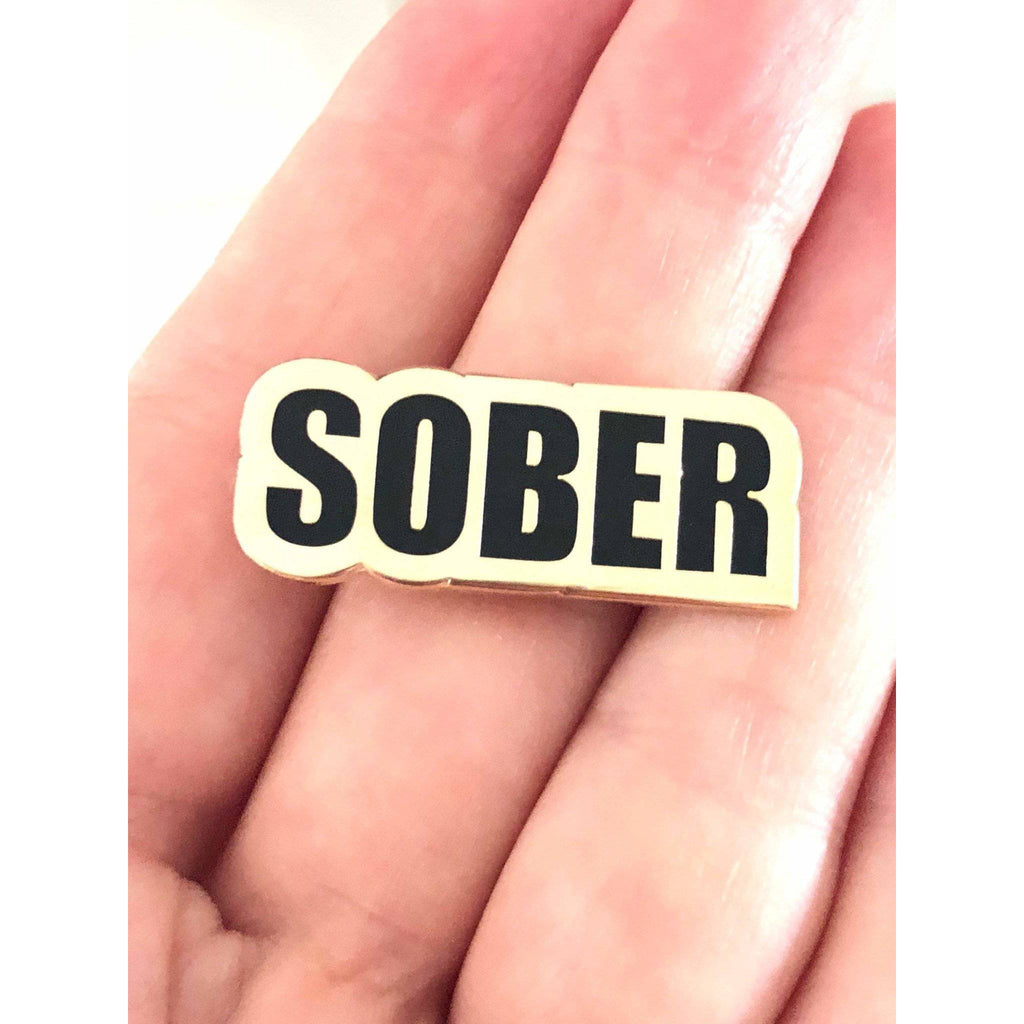 Gold Sober Enamel Pin