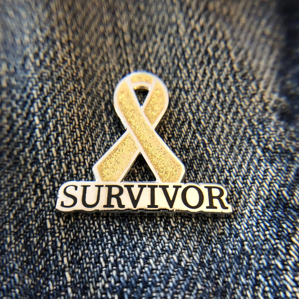 Gold Awareness Ribbon Pin – Hard Enamel Lapel Pin for Cancer Survivors