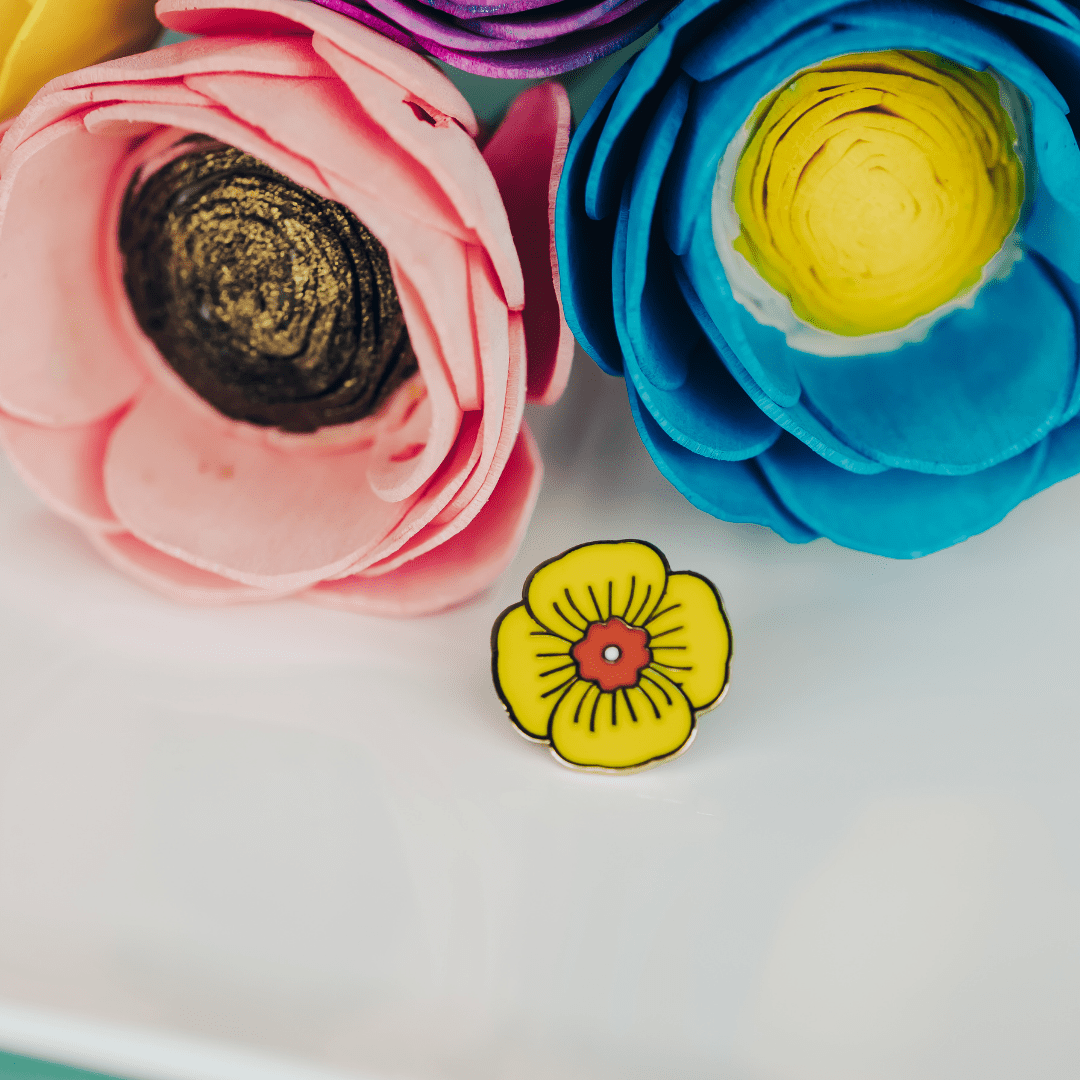 Yellow Poppy Enamel Pin – Symbol of Joy, Friendship & New Beginnings