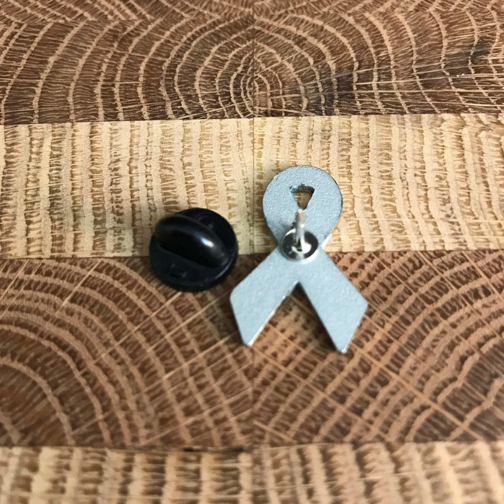 Gray Awareness Ribbon Pin – Hard Enamel Lapel Pin With Secure Single Post