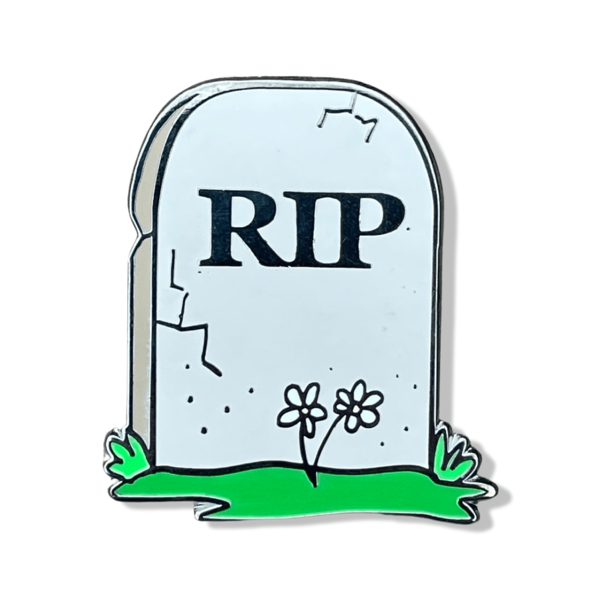 Gray Headstone Pin - Hard Enamel Lapel Accessory With Secure Double Posts