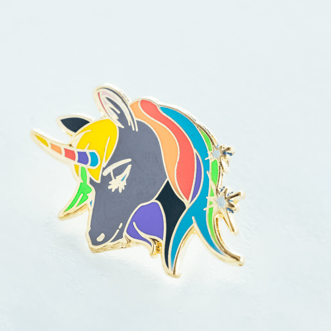 Gray Unicorn Enamel Pin