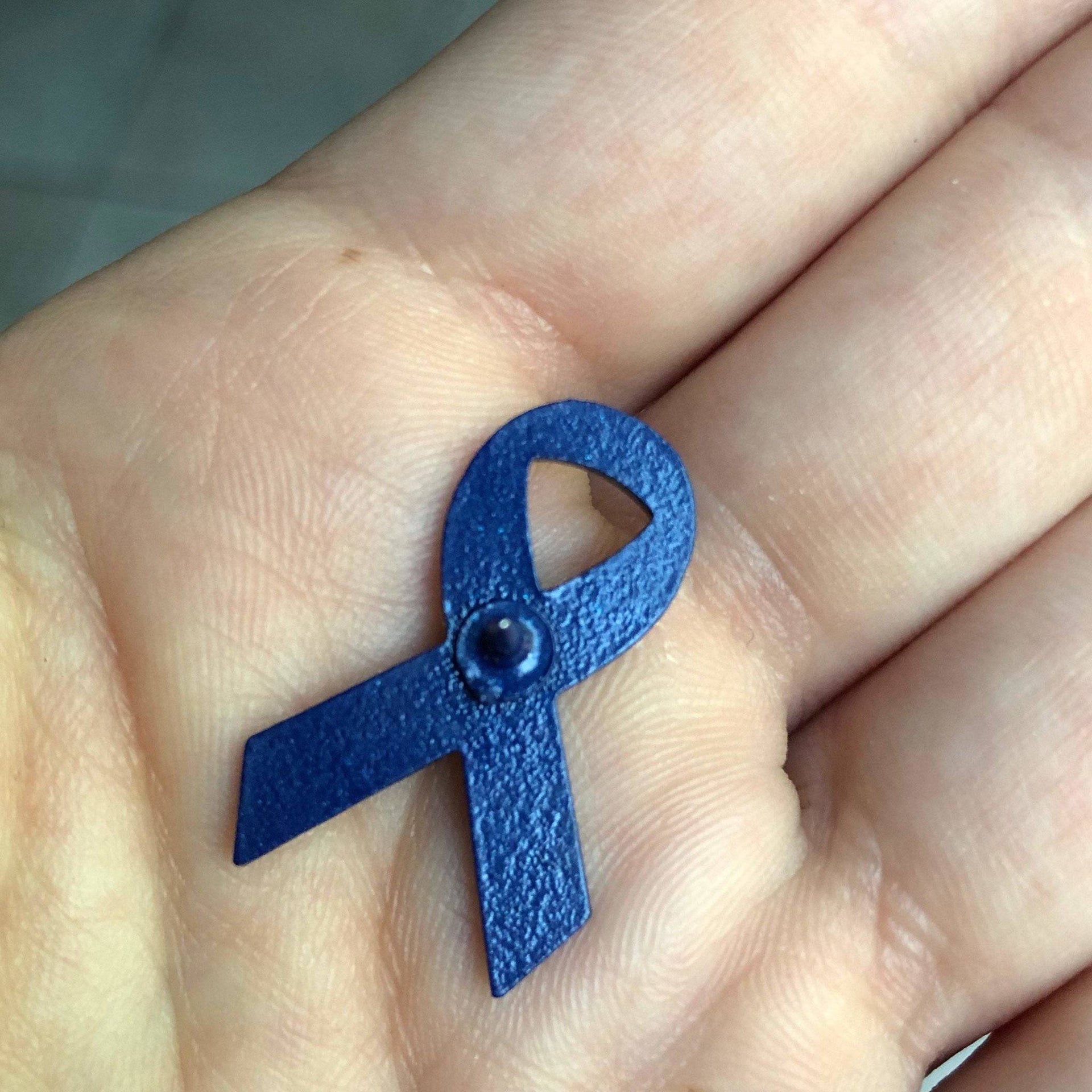 Awareness Ribbon Pin - Green Blue Enamel Lapel Pin With Secure Backing