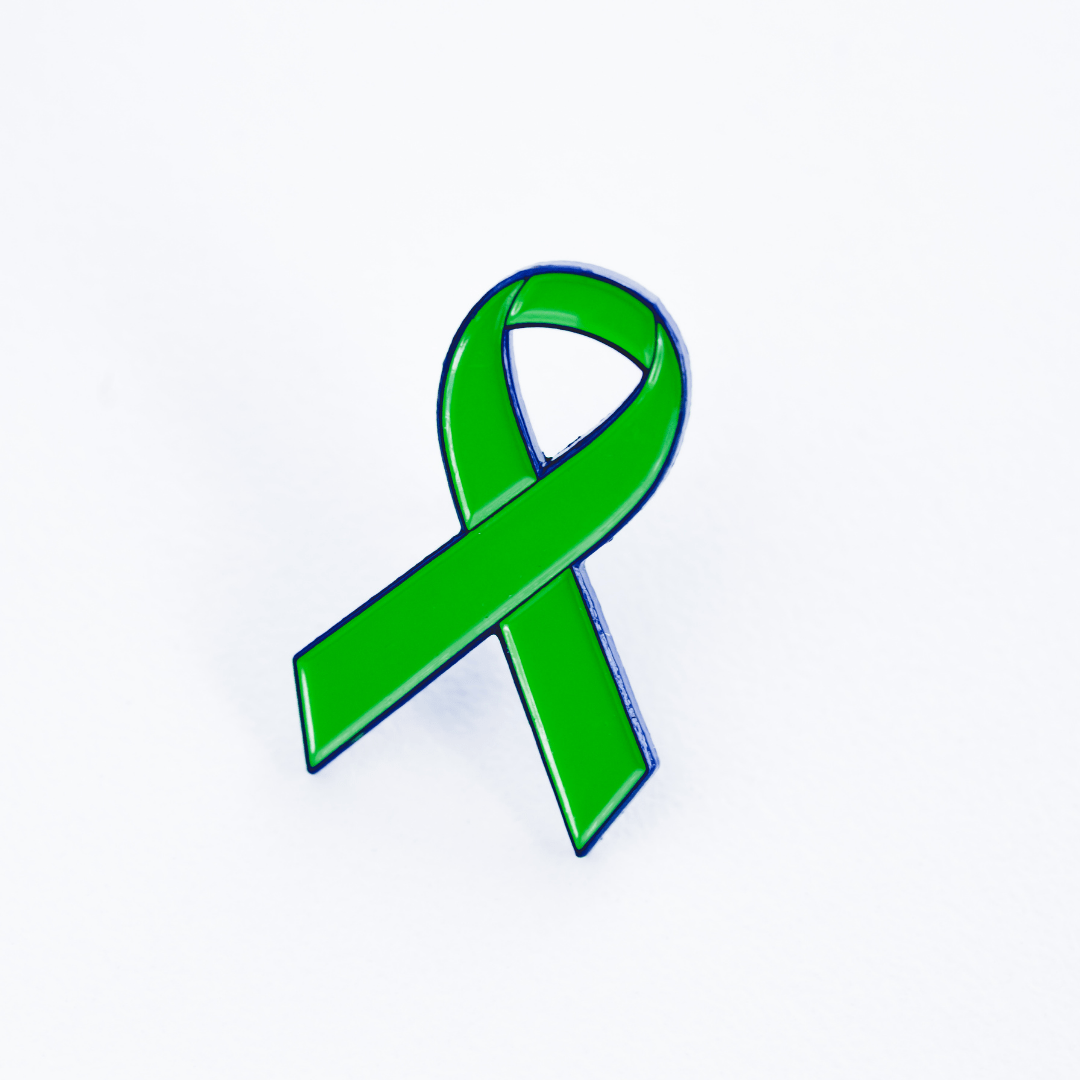 Awareness Ribbon Pin - Green Blue Enamel Lapel Pin With Secure Backing