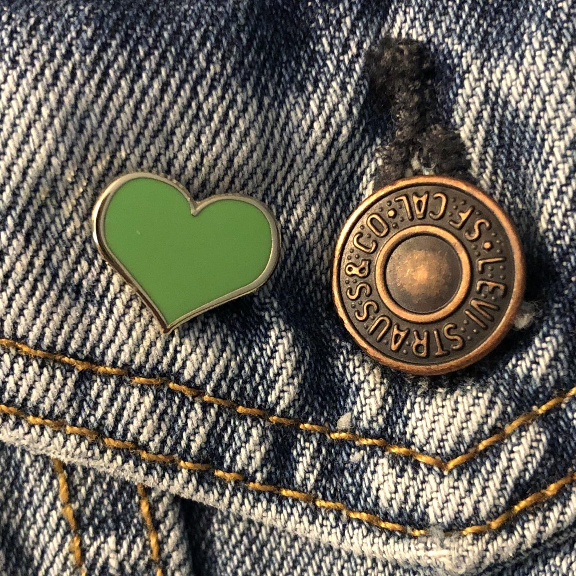 Green Heart Enamel Pin – ¾-inch Everyday Symbol of Growth & Support (Also 1-inch, ½-inch)