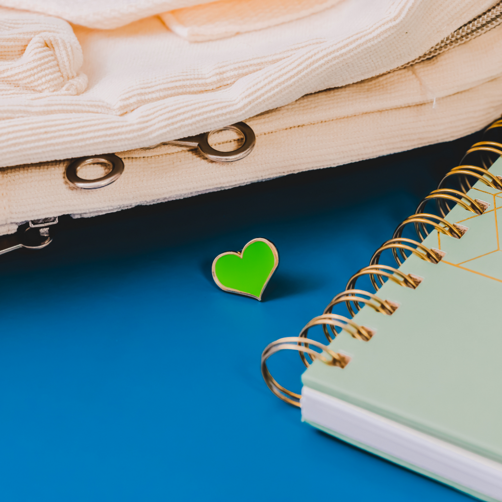 Green Heart Enamel Pin – ½-inch Subtle Accent for Healing & Support (Also 1-inch, ¾-inch)