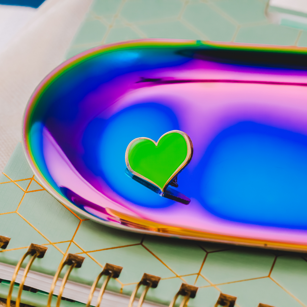 Green Heart Enamel Pin – 1-inch Health, Growth & Support Gift (Also ¾-inch, ½-inch)
