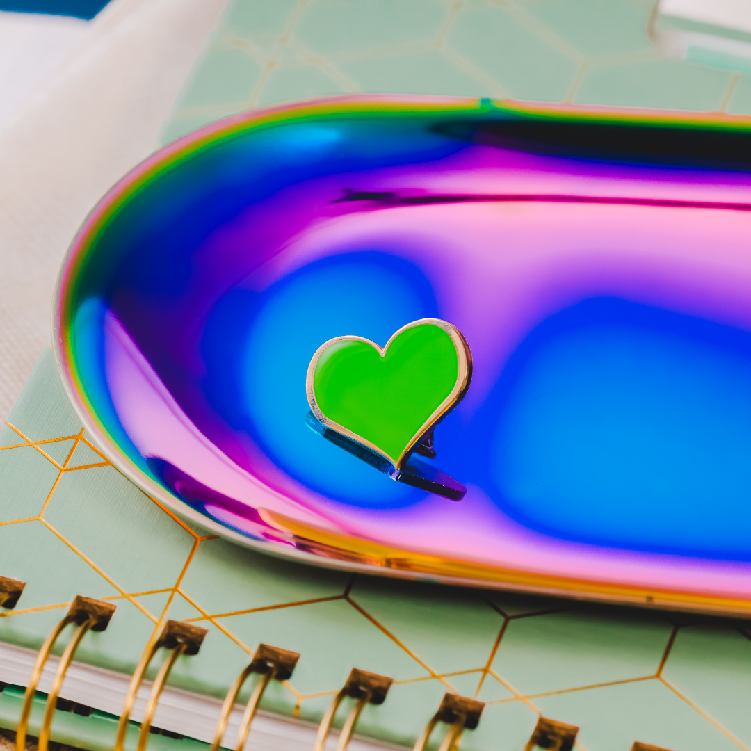 Green Heart Enamel Pin – 1-inch Health, Growth & Support Gift (Also ¾-inch, ½-inch)