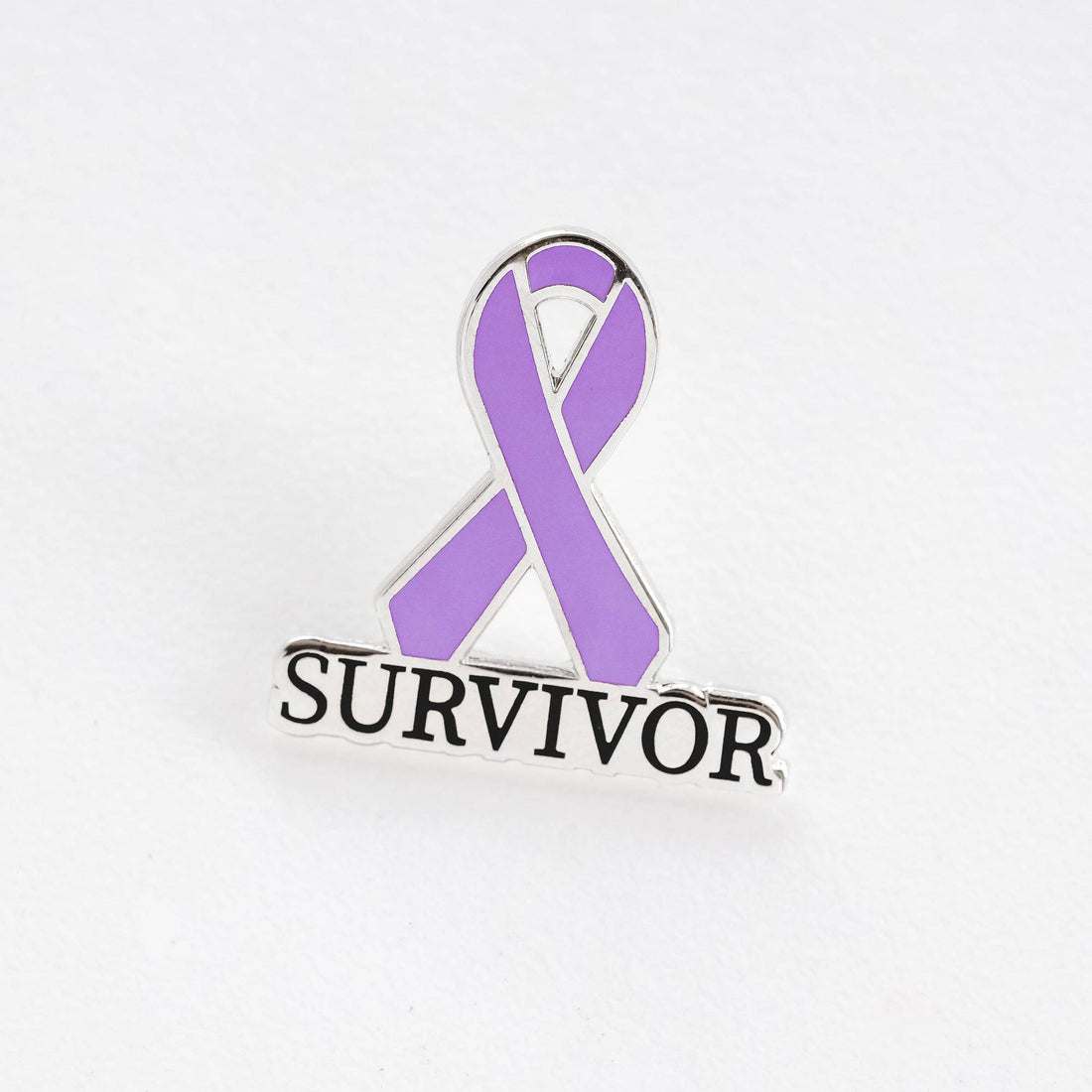 Lavender Awareness Ribbon Pin – Hard Enamel Survivor Lapel Brooch with Secure Post