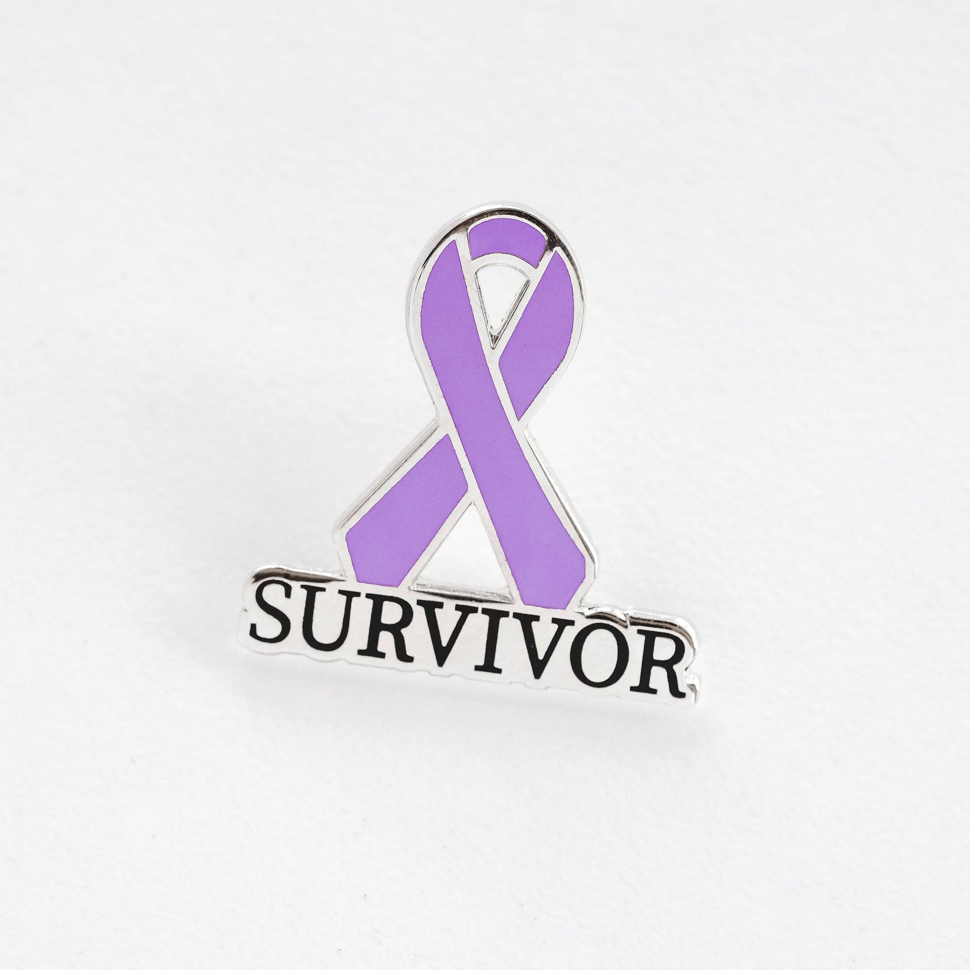 Lavender Awareness Ribbon Pin – Hard Enamel Survivor Lapel Brooch with Secure Post