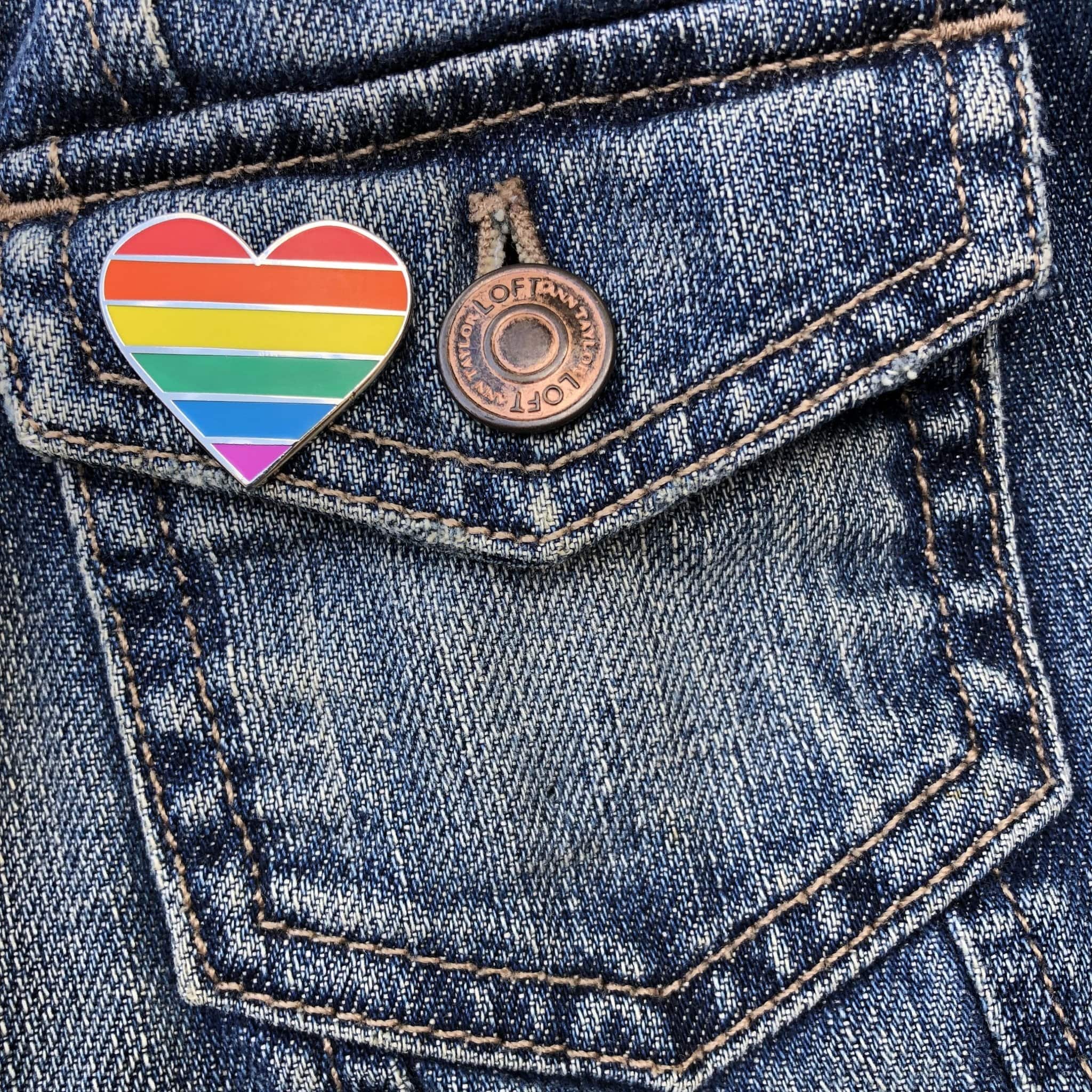 LGBTQ Rainbow Pride Flag Heart Enamel Pin