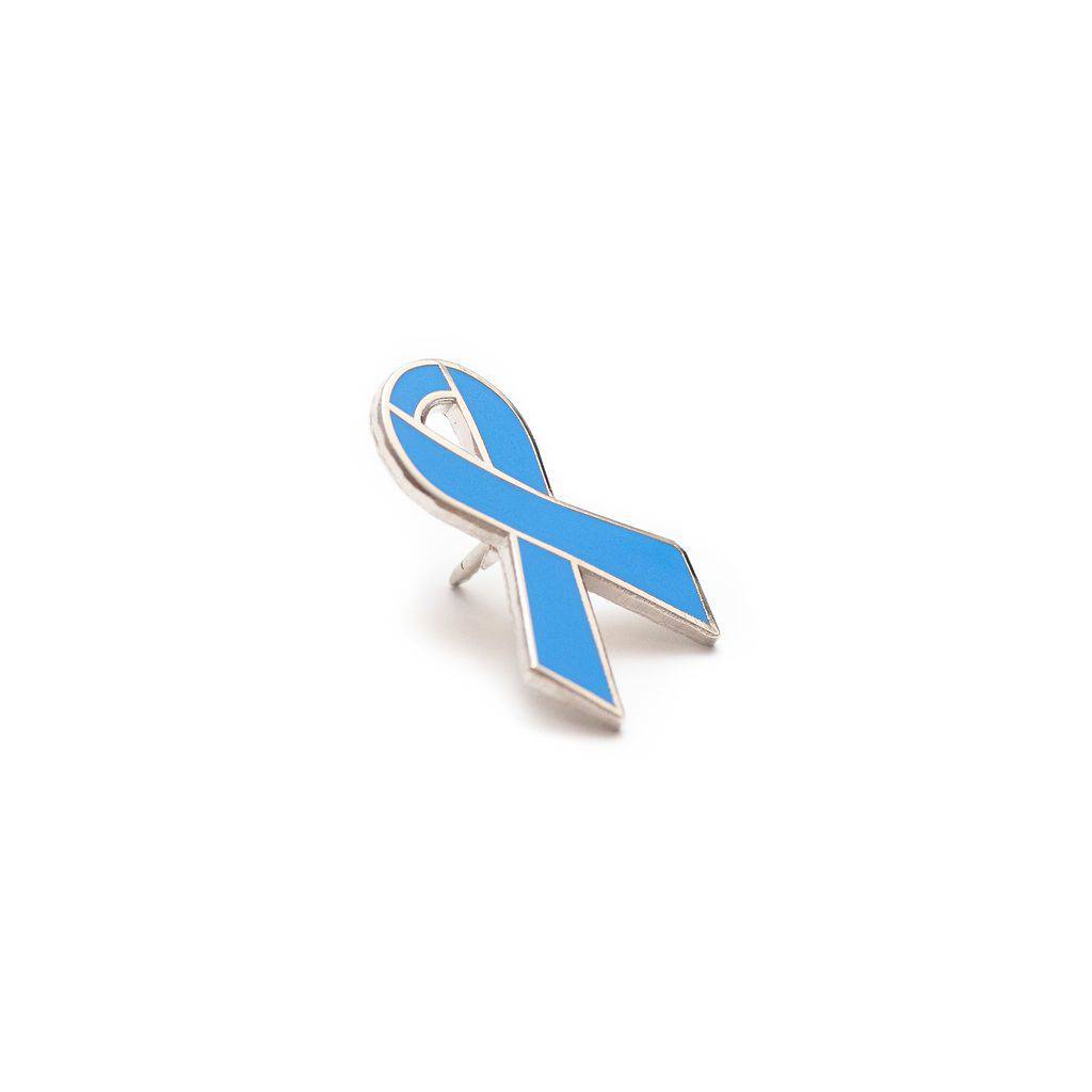 Light Blue Awareness Pin – Hard Enamel Ribbon Lapel Pin With Rubber Clutch Back