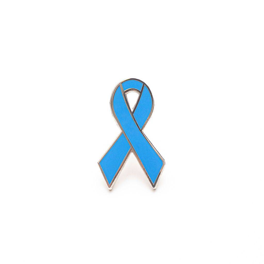 Light Blue Awareness Pin – Hard Enamel Ribbon Lapel Pin With Rubber Clutch Back
