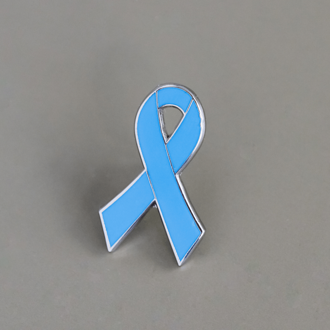 Light Blue Awareness Pin – Hard Enamel Ribbon Lapel Pin With Rubber Clutch Back