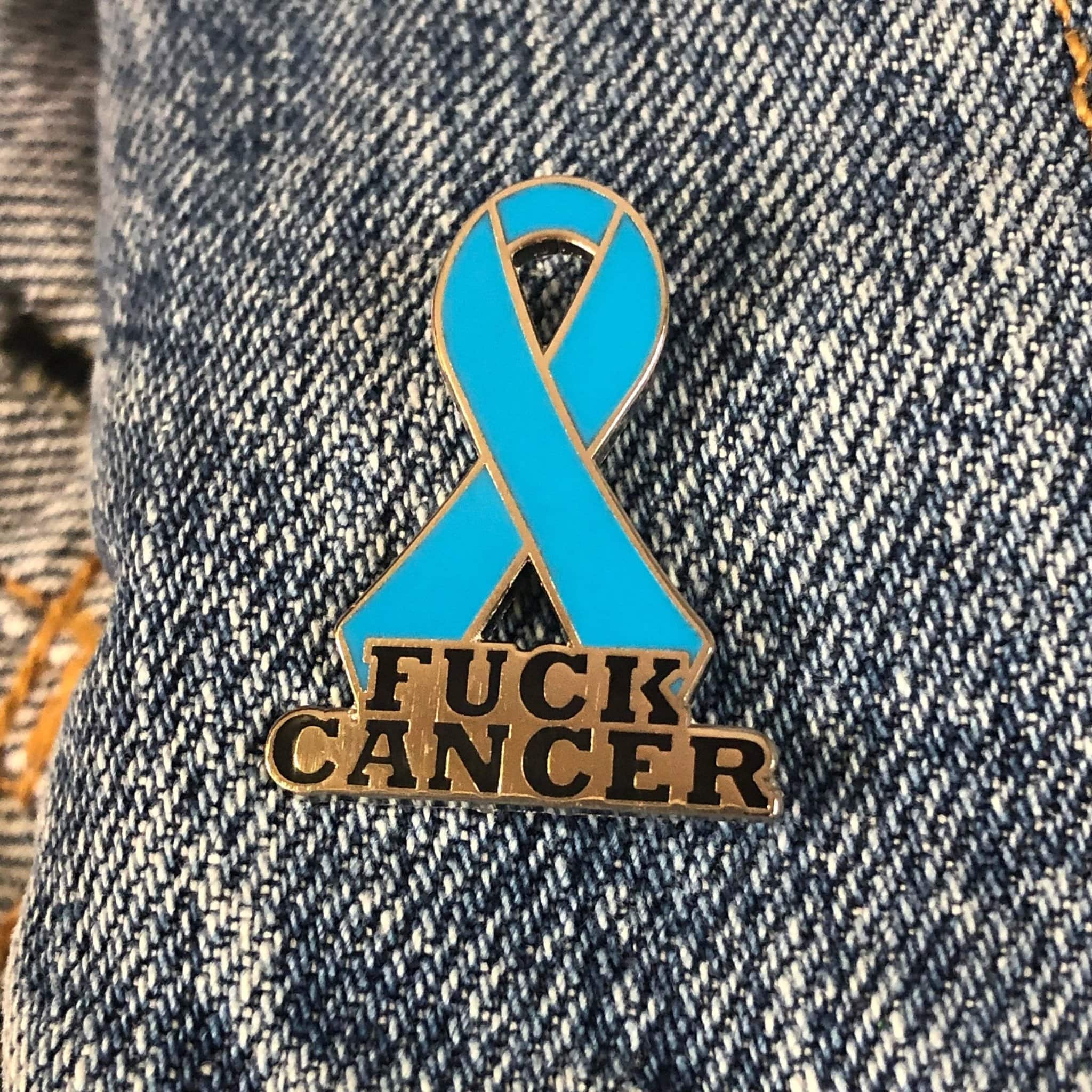 Light Blue Fuck Cancer Ribbon Pin