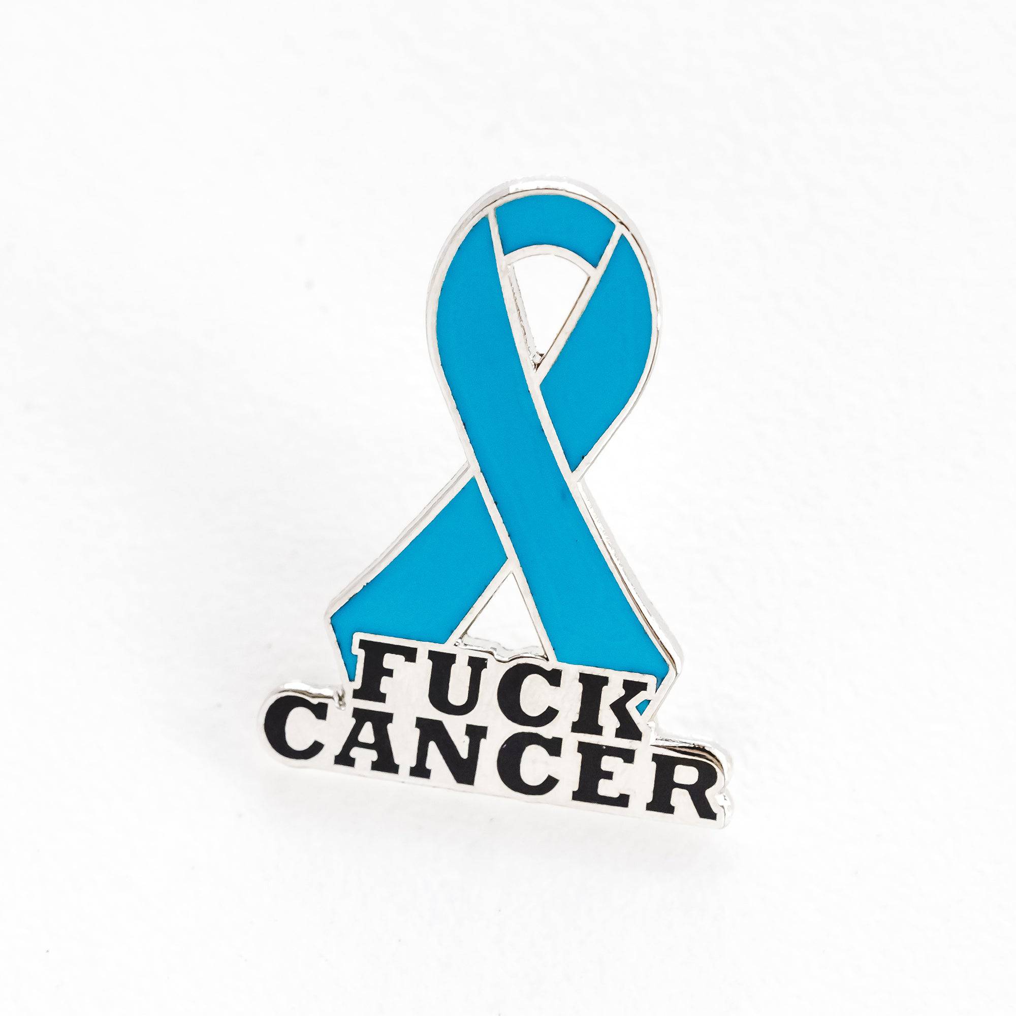 Light Blue Fuck Cancer Ribbon Pin