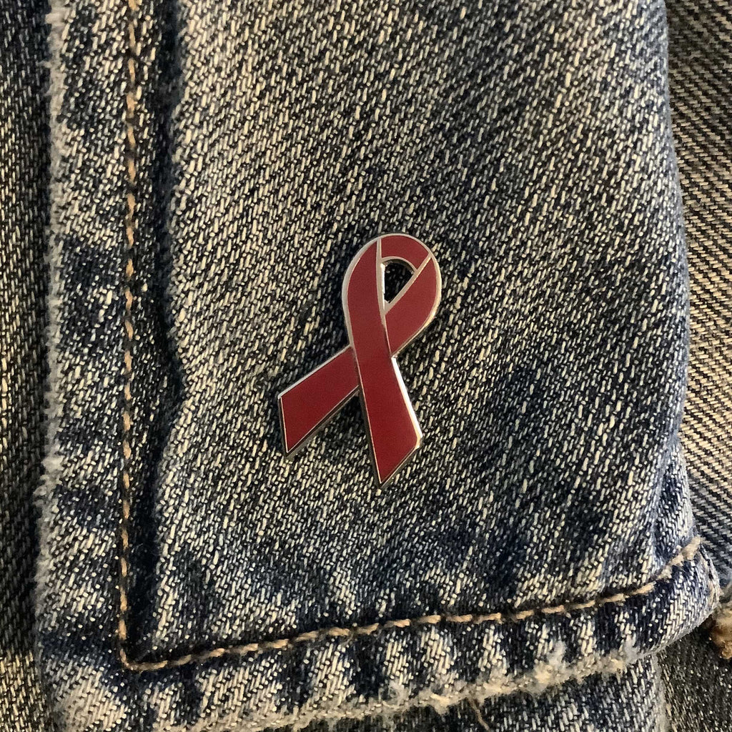 Maroon Awareness Ribbon Pin - Hard Enamel Lapel Pin with Rubber Backing