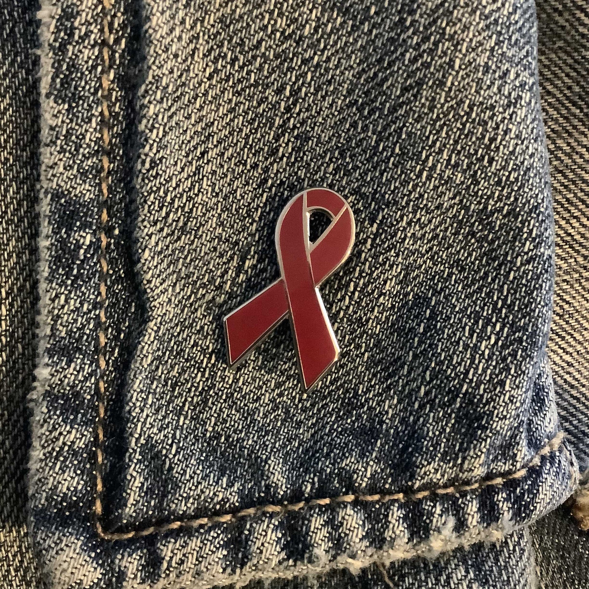 Maroon Awareness Ribbon Pin - Hard Enamel Lapel Pin with Rubber Backing
