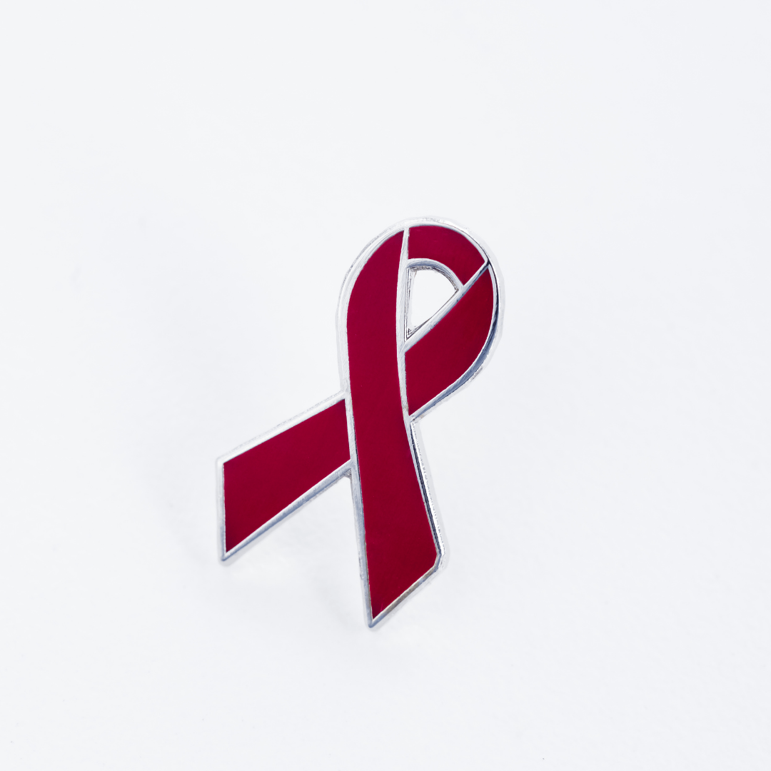 Maroon Awareness Ribbon Pin - Hard Enamel Lapel Pin with Rubber Backing