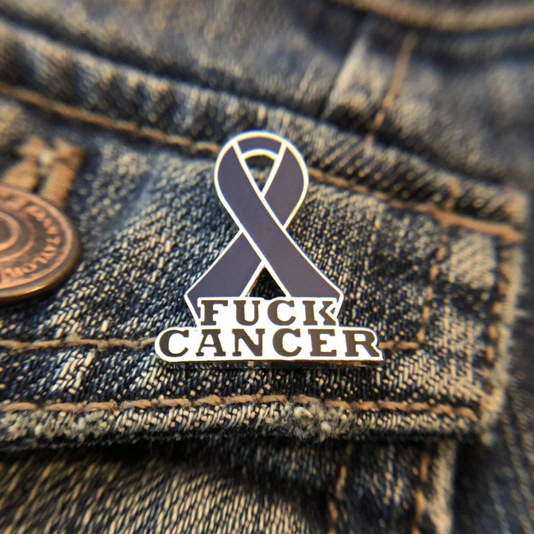 Navy Fuck Cancer Ribbon Enamel Pin