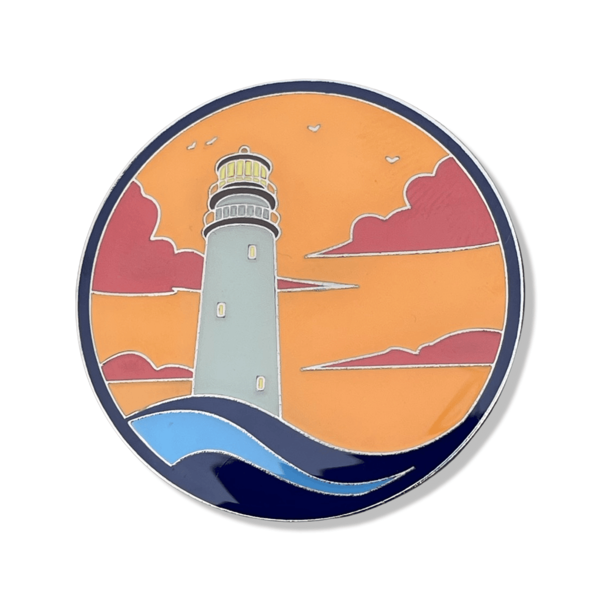 Orange Lighthouse Enamel Pin – Hard Enamel Lapel Pin With Double Posts