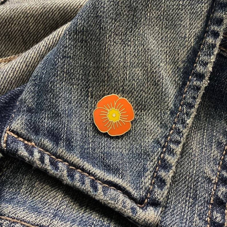 Orange Poppy Enamel Pin – Symbol of Enthusiasm, Creativity & Positivity